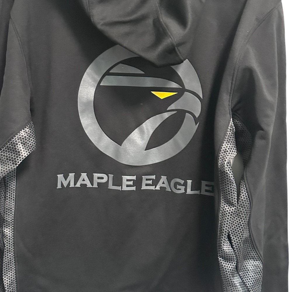 Sport-Tek Hoodie Mens L Black Maple Eagle Graphic Polyester Honeycomb Panel - Picture 5 of 16